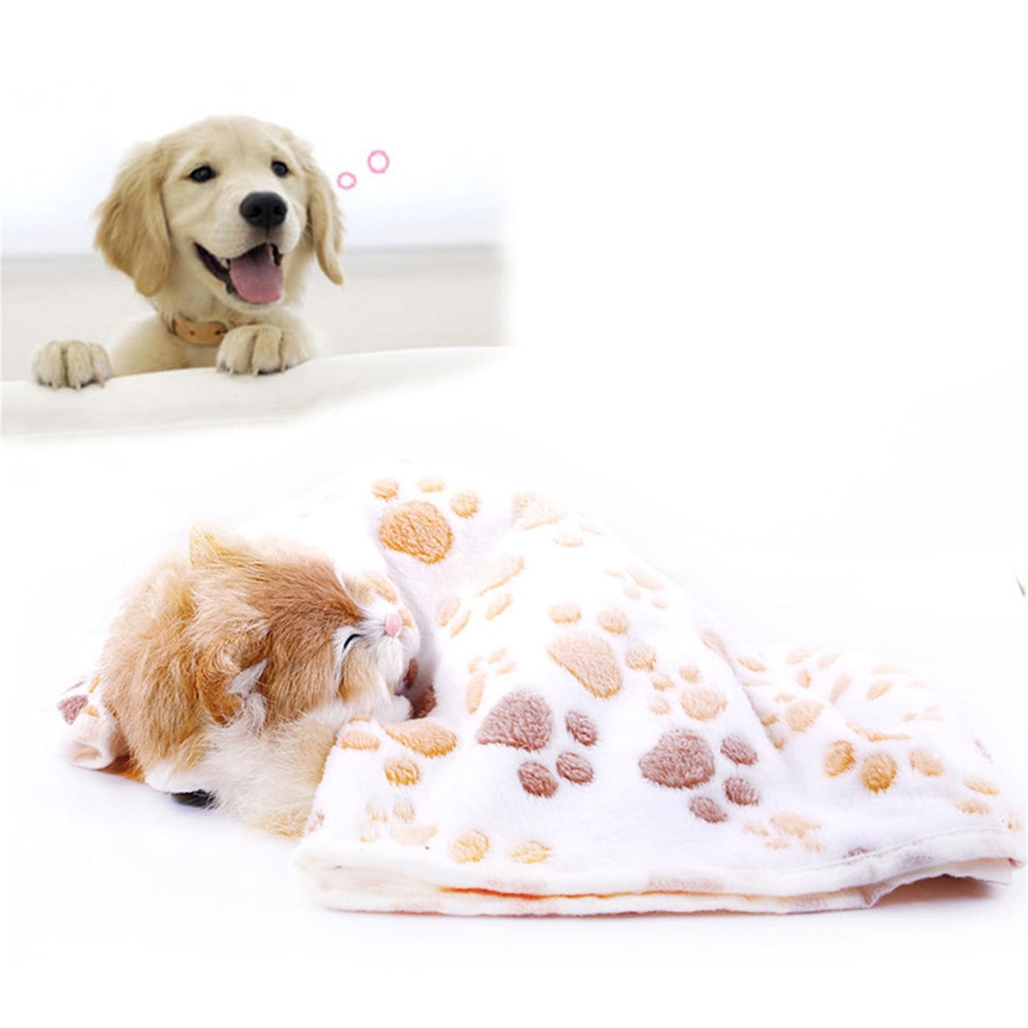 Soft Absorbent Paw Print Bath Towel for Drying Dogs and Cats