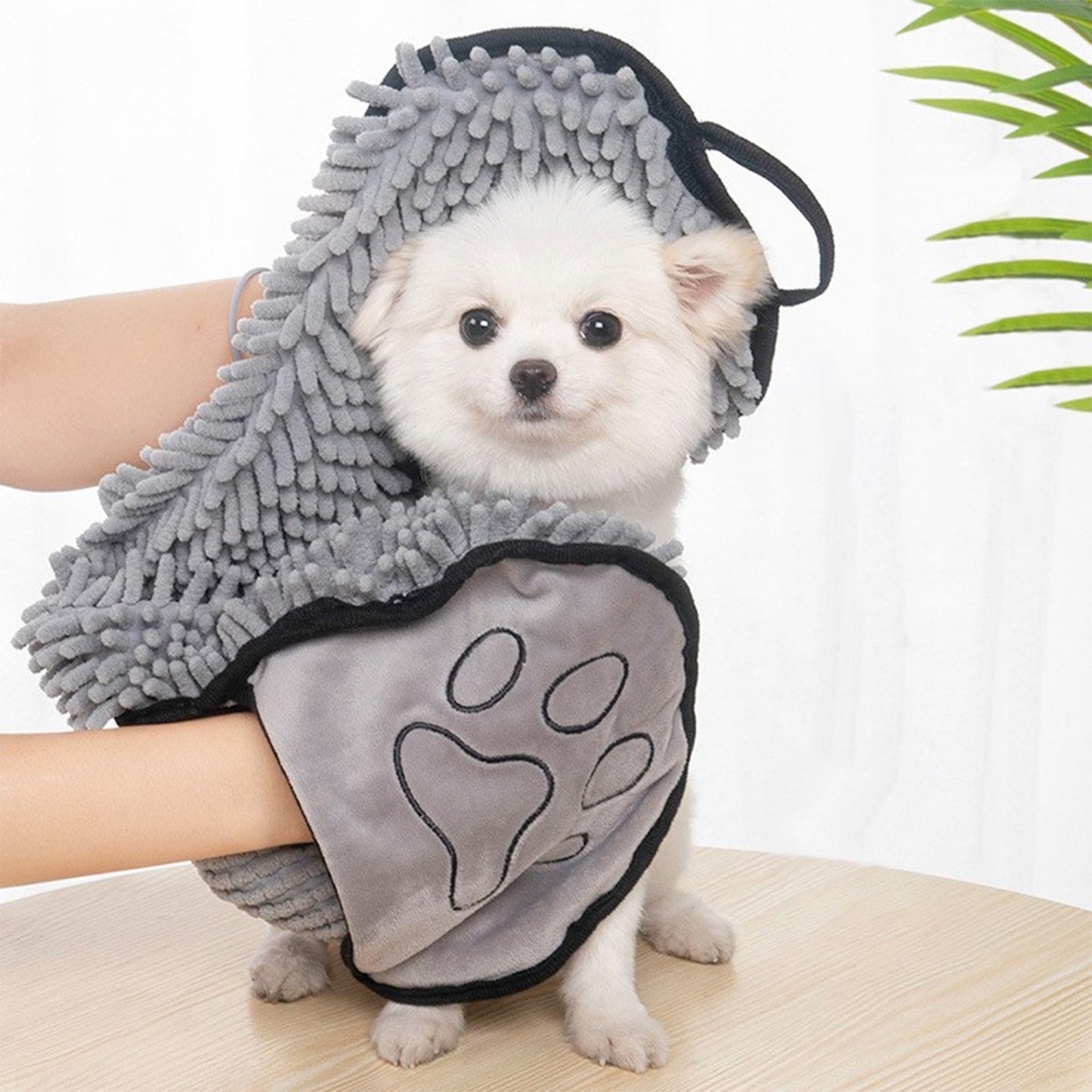 Machine Washable Dog & Cats Bathing Towels Gray