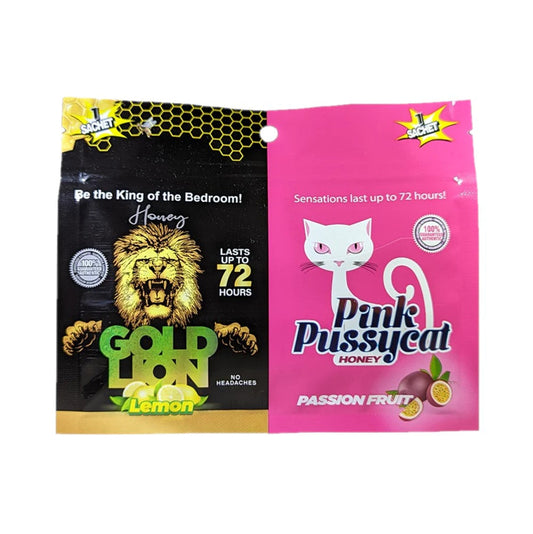 Gold Lion & Pink Pussycat His & Her Honey 10 Sachet Packs